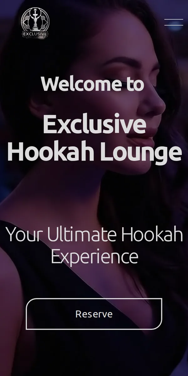 Exclusive Hookah Lounge homepage on mobile